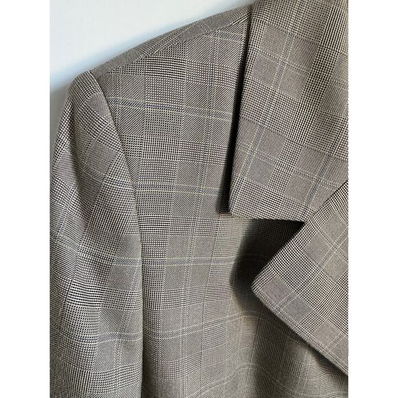 Vintage 90s Amanda Smith Plaid Blazer Neutral Tones Classic Preppy Size 12 - Picture 12 of 13